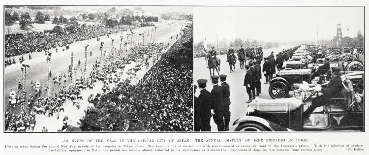 An event of the year in the capital city of Japan :the annual display of fire brigades in Tokyo