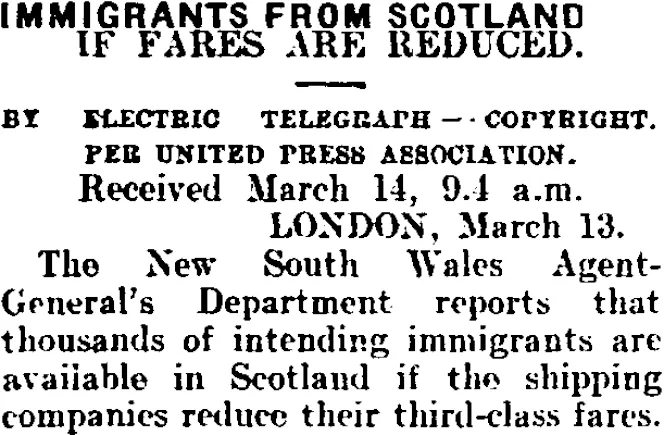 IMMIGRANTS FROM SCOTLAND. (Mataura Ensign 14-3-1908)