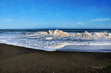 Image: breaking waves Wainuiomata Coast