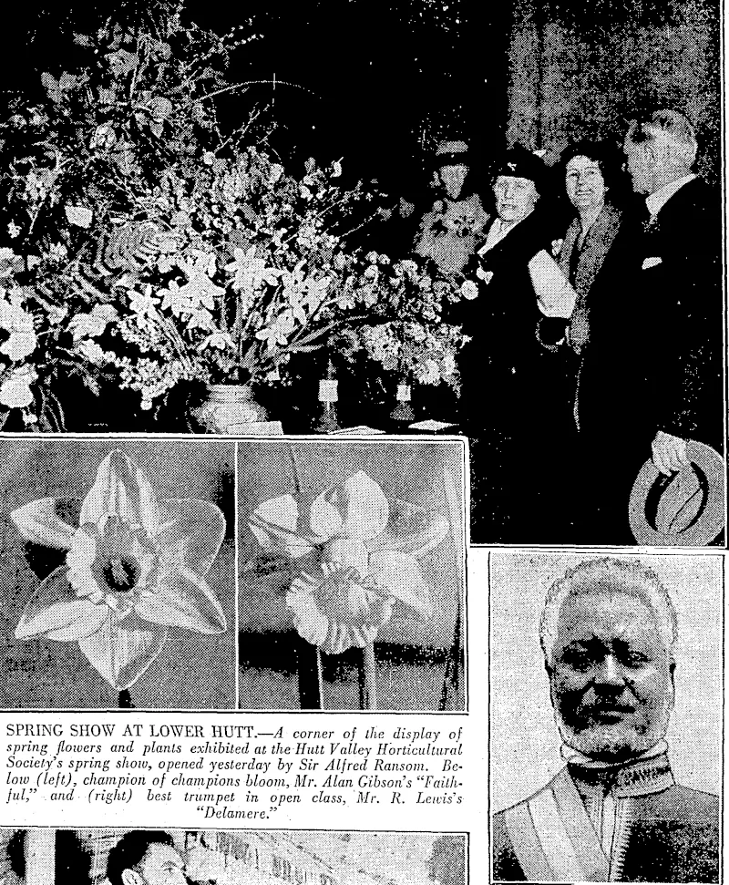 SIR FREDERICK LEITH-ROSS, ivho has been appointed economic adviser to China. He loas received in audience this week by the Emperor of Japan. SPRING SHOW AT LOWER HUTT.—^ corner of the display of spring flowers and plants exhibited at the Hutt Valley Horticultural Society's spring show, opened yesterday by Sir Alfred Ransom. Beloiv (left), champion of champions bloom, Mr. Alan Gibson's "Faithful," and (right) best trumpet in open class, Mr. R. Lewis's "Delamere." "Sport and General" Photo. BLATINGHETA lIEROUI, Abyssinian Foreign Minister. He speaks English fluently,.and his sons are at Oxford University. (Evening Post, 19 September 1935)
