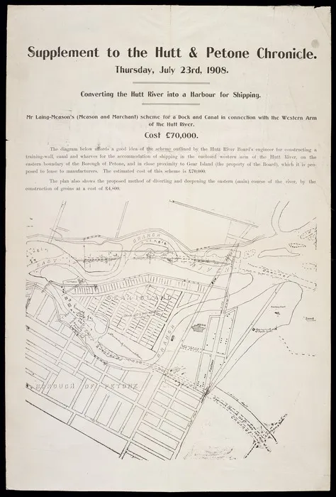 Converting the Hutt River into a harbour for shipping.