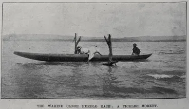 Image: The Wahine canoe hurdle race: a ticklish moment