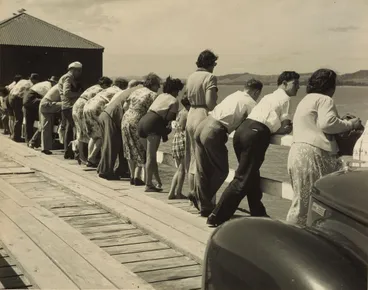 Image: Crowd at Opononi wharf