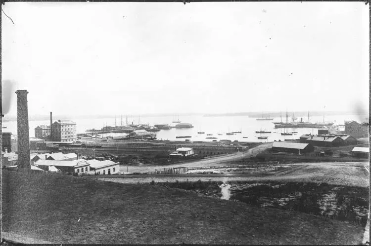 Auckland waterfront and the Waitematā Harbour, 1882