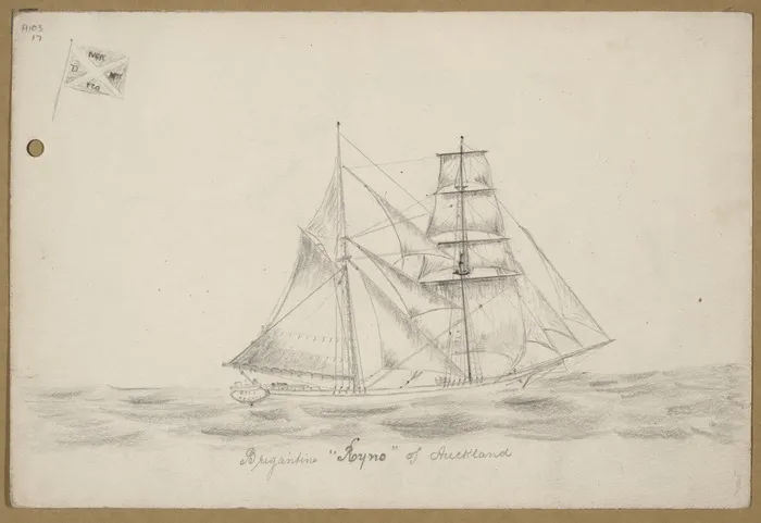 [Munro, John Alexander] 1872-1947 :Brigantine "Ryno" of Auckland. [n.d.]