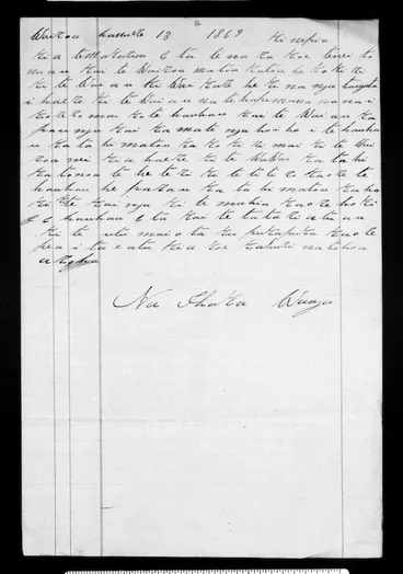 Image: Letter from Toha Rahurahu to McLean