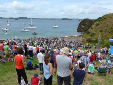 Marsden Cross memorial, Rangihoua, bicentenary celebrations, 2014 Image: Marsden Cross memorial, Rangihoua, bicentenary celebrations, 2014