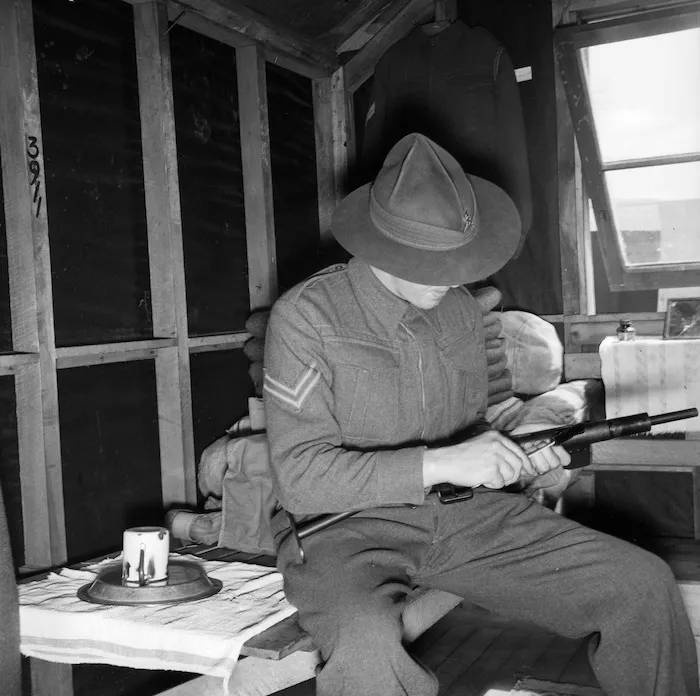 Guard at the Japanese prisoner of war camp near Featherston