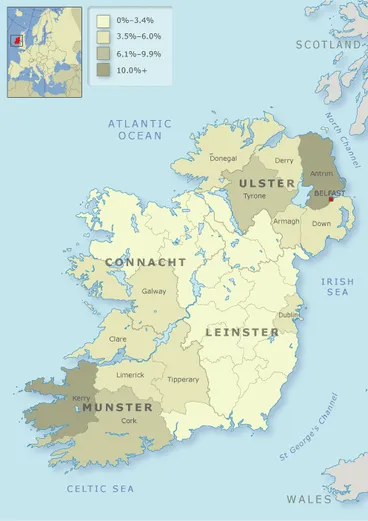 Image: County of origin of Irish immigrants, 1871–90