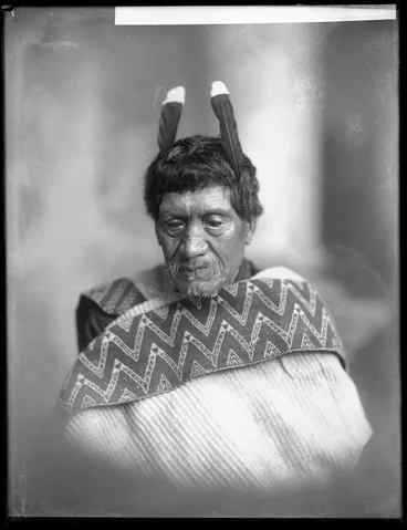 Image: Unidentified elderly Maori man, Wanganui region - Photograph taken by Frank J Denton