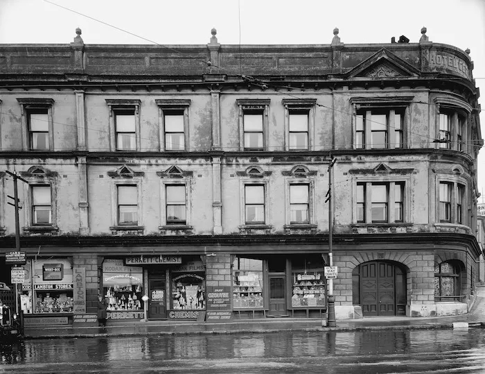 Hotel Cecil, on the corner of Lambton Quay and Mulgrave Street, Wellington