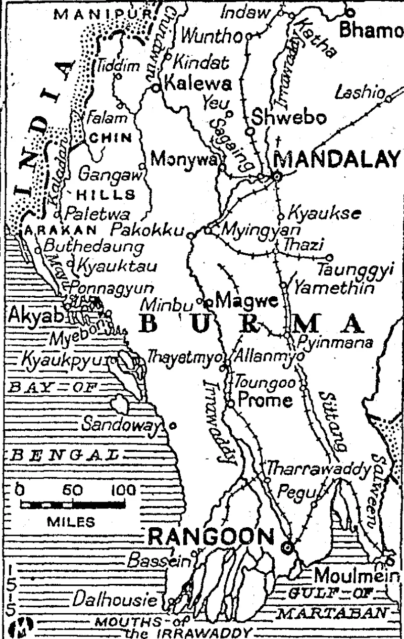 To the north, the Japanese strongpoint of Pegu has fallen. In the west the Allies have entered the river port of Prome, which was the main base for the Japanese in Abakan. (Evening Post, 04 May 1945)