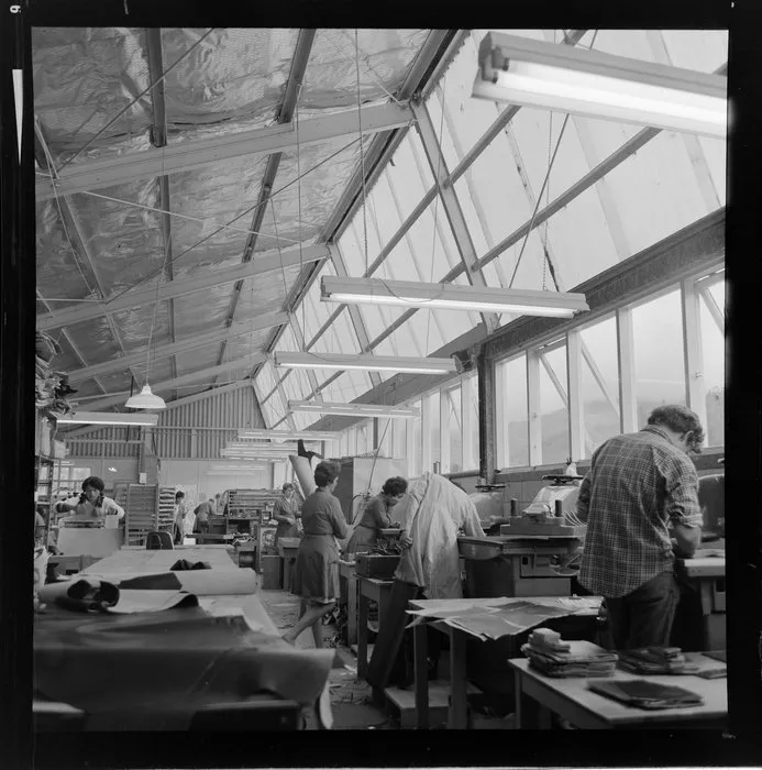 Workers at Tatra Leather factory, Wainuiomata, Lower Hutt