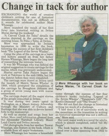 Image: Newspaper Article 2004 – Change in tack for author