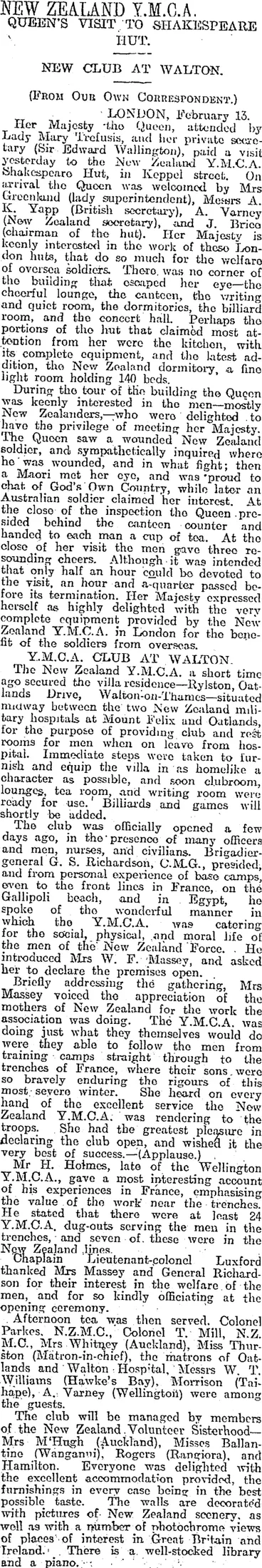 Image: NEW ZEALAND Y.M.C.A. (Otago Daily Times 1-5-1917)