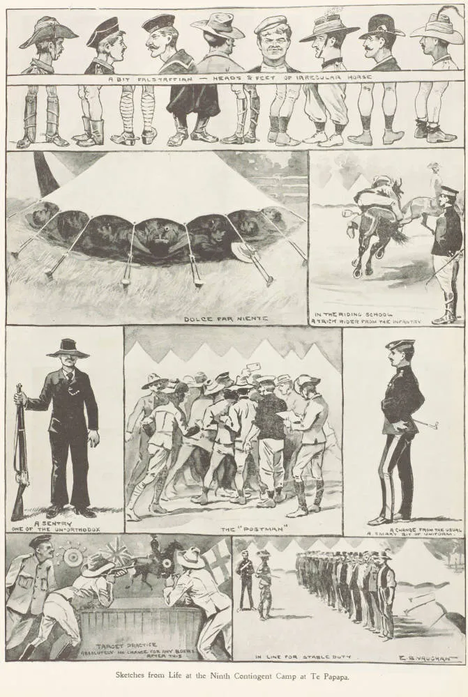 Sketches from life at The Ninth Contingent camp at Te Papapa