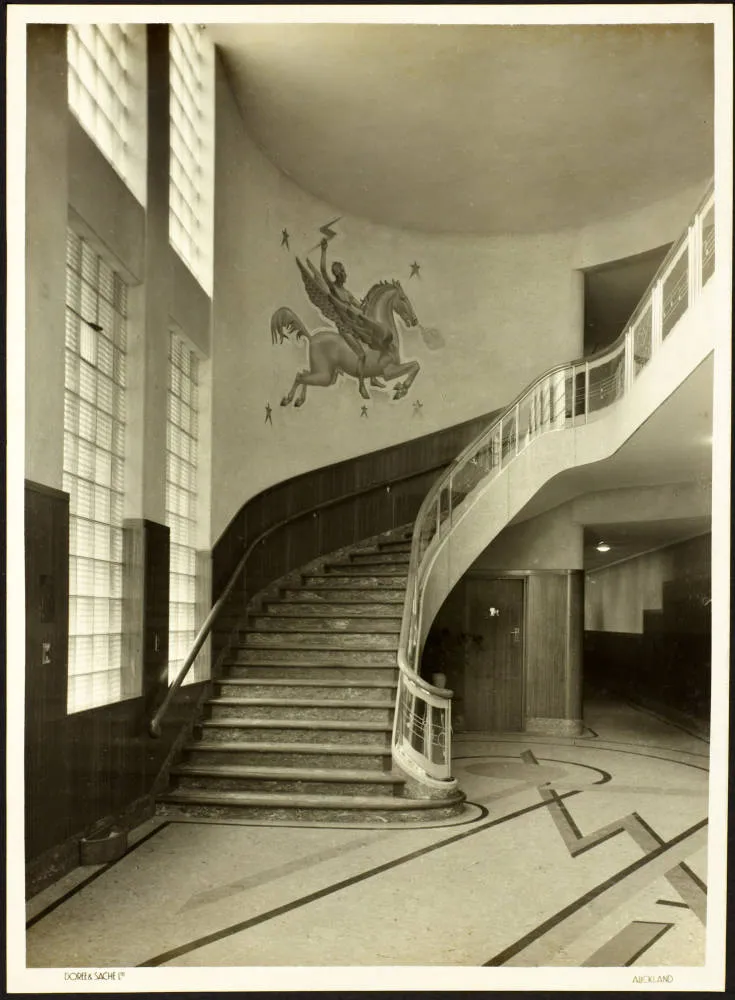 1ZB Building Foyer, Durham Street West, Auckland Central, 1941