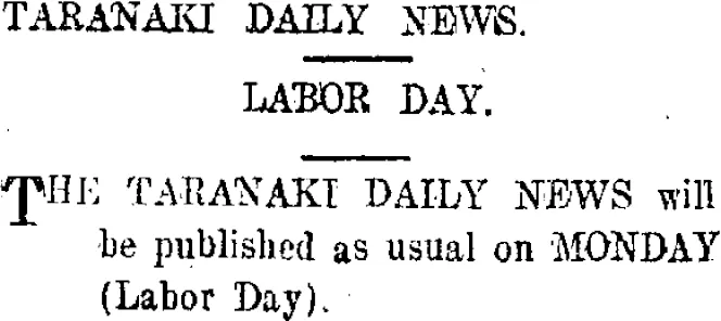 TARANAKI DAILY NEWS. (Taranaki Daily News 23-10-1915)