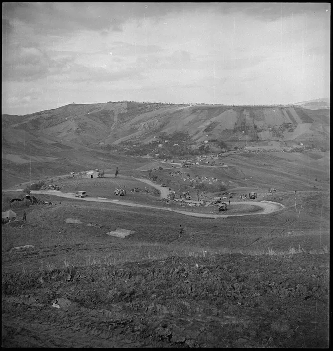 General view of area of first NZ action in Italy during World War II - Photograph taken by George Kaye