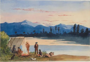 Image: Encampment in the Valley of Wiararapa - evening of Thursday May 4. 1843.