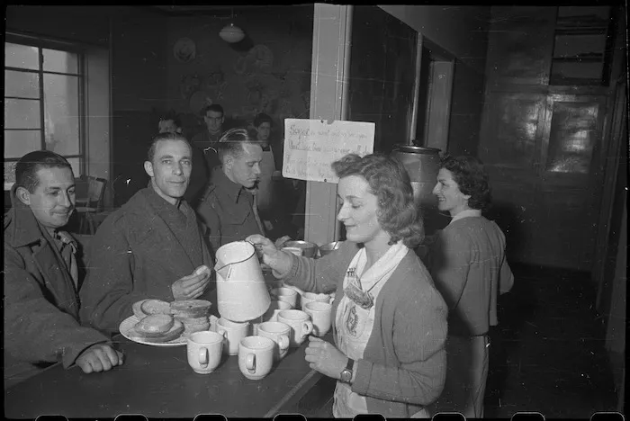 New Zealand soldiers at the New Zealand Forces Club in Bari, Italy, during World War 2