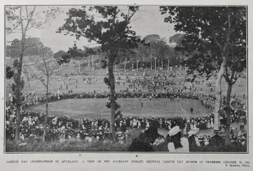 Image: LABOUR DAY CELEBRATION IN AUCKLAND: A VIEW OF THE AUCKLAND DOMAIN, SHOWING LABOUR DAY SPORTS IN PROGRESS OCTOBER 10, 1906