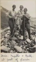 Doris Turner, Myrtle Maclagan and Betty Snowball at the foot of Franz Josef Glacier, New Zealand, 1935 [picture]