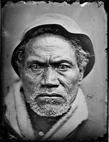 Image: Unidentified Maori man, with moko, Whanganui district