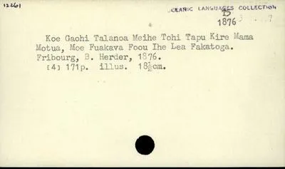 Koe Gaohi Talanoa meihe Tohi Tapu kihe Mama Motua, moe fuakava foou Ihe Lea Fakatoga