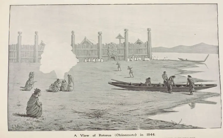 A view of Rotorua (Ohinemutu) in 1844