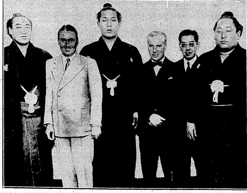 FRANZ; JOSEF HAYDN,-famous c6mppser,\tvliose'bi-cenieriafyit is prqpos'edto .celebrate jhtyelling;■■ i, , "ton next month. . :. .■•■•■' • :- ■' •■■ ■ •■•• ': ; ■ .-. : . '.'• ', ..':'' '. . ' .." ; ' •■■'■■-. -' ■'■ "Sport and General" -Photo.-;eHA^rE;CHAPLIN:AM6^G\THE.S^SJLER^ to :a cablegram .from Los Angeles,is spi&lo bethe richest nwn in filmdom. .'He recently paid a visit to Tojcio, ■ and is here shown with several Japanese torestlers. From left, Shim'izugaiva, Sid Chaplin, Mdsa-, sldya, CharlesrChaplin, Tordichi Takaho,.secretary of the All Japah^.Professional~ Wrestling Association,■ ■,;: i ' ■ • .]■ :. . ' ■■- and .Tomanishiki. . .■..;'.'.' . ' . : ■:. (Evening Post, 09 July 1932)