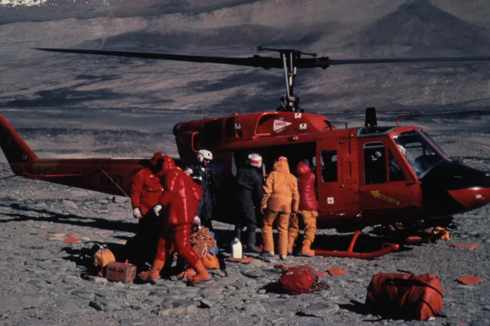 Japanese Party, Loading Helicopter at Vanda Station