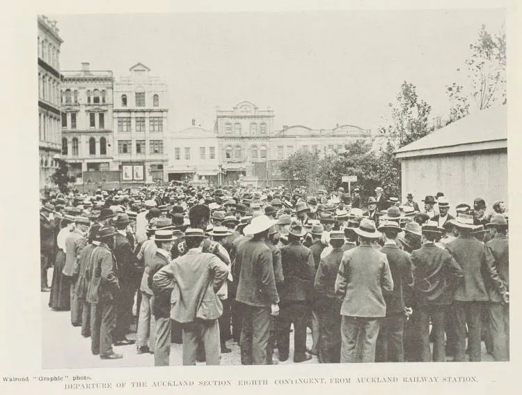 Departure of the Auckland section Eighth Contingent, from Auckland Railway Station