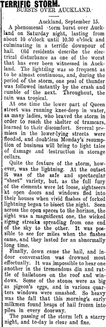 Image: TERRIFIC STORM. (Taranaki Daily News 17-9-1912)