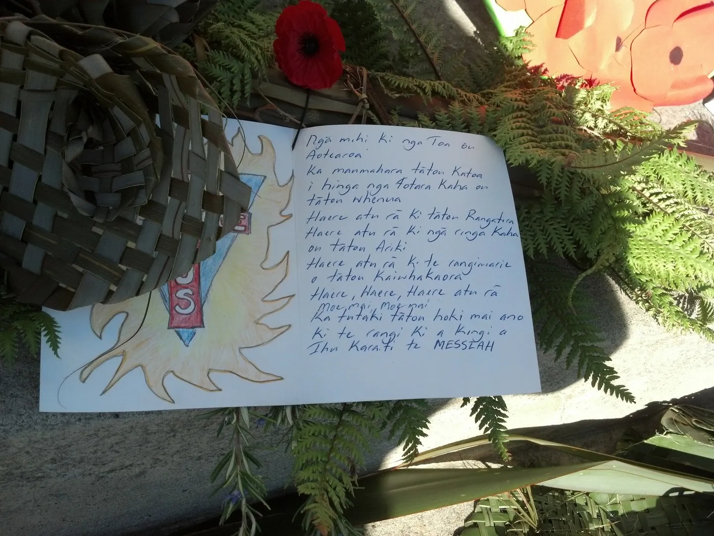 Te Reo message at New Brighton War Memorial