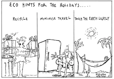 Image: ECO HINTS FOR THE HOLIDAYS... Recycle. Minimise travel. Touch the Earth lightly. 28 December 2006