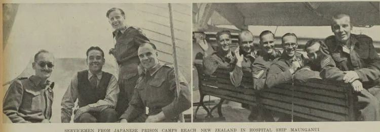 British servicemen from Japanese prison camps reach New Zealand in hospital ship Maunganui
