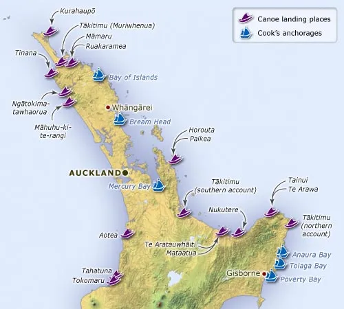 Landing places – upper North Island