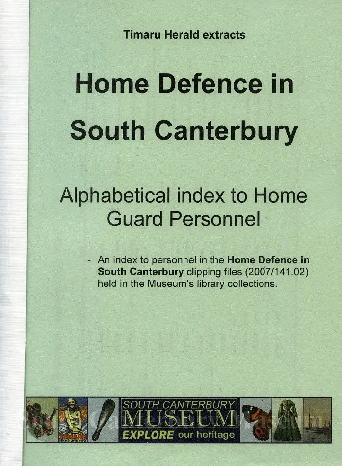Home defence in South Canterbury, World War Two