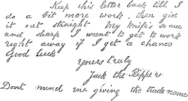 Image: FAC SIMULES OF LETTERS FROM "JACK THE RIPPER.,: (Auckland Star, 26 November 1888)