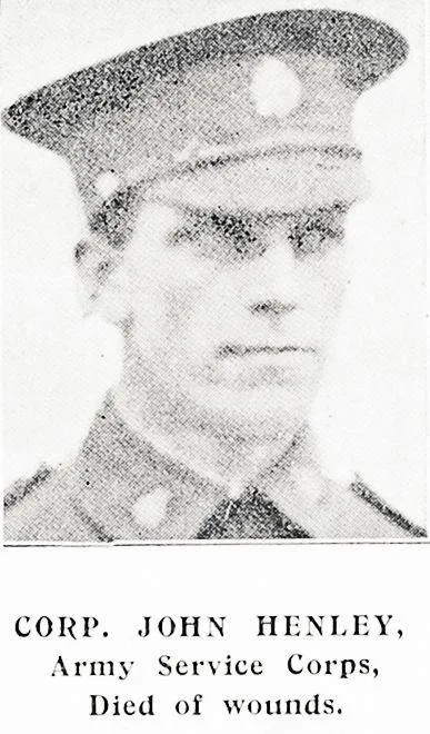 Corporal John Henley, Army Service Corps, died of wounds