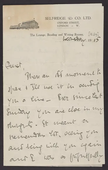 Image: Mansfield, Katherine, 1888-1923 : Letter to Leslie Beauchamp