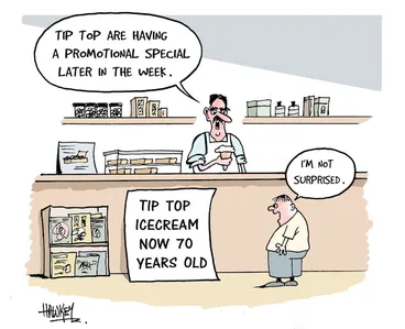 Image: Tip Top Icecream now 70 years old. "Tip Top are having a promotional special later this week." "I'm not surprised." 21 November, 2006.