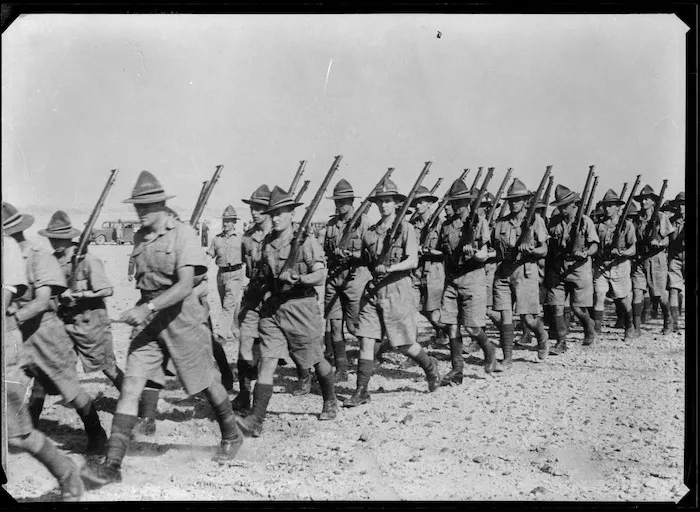 Marching out to take part in Anzac Day service