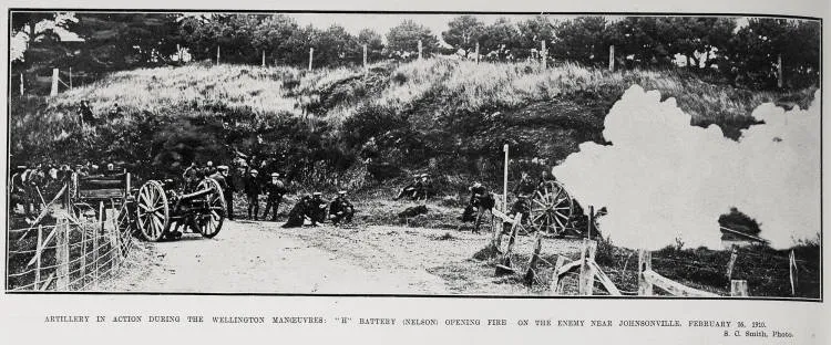 Artillery in action during the Wellington Manœuvres