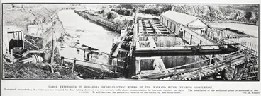 Image: Large extensions to Horahora hydro-electric works, on the Waikato River, nearing completion