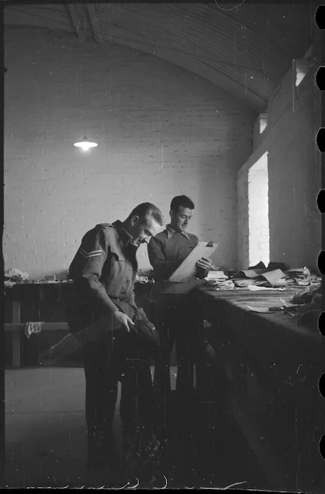 Deceased effects being packed in 2 Echelon Effects Section at Maadi Camp, Egypt - Photograph taken by George Bull