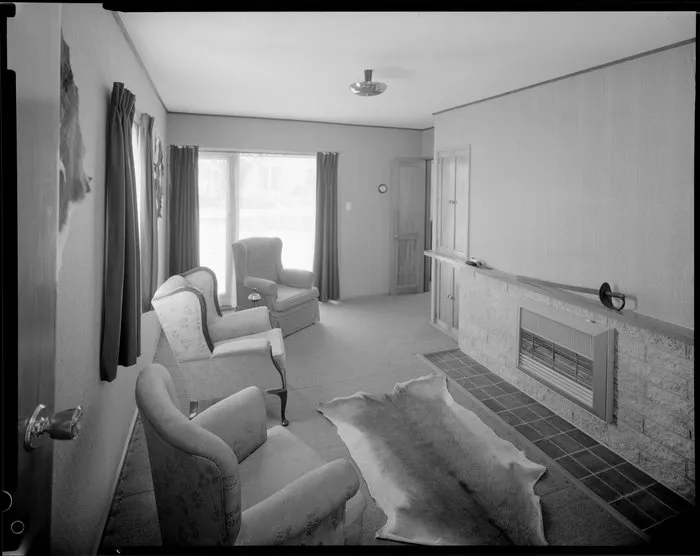 Living room interior, Cockburn house, Masterton