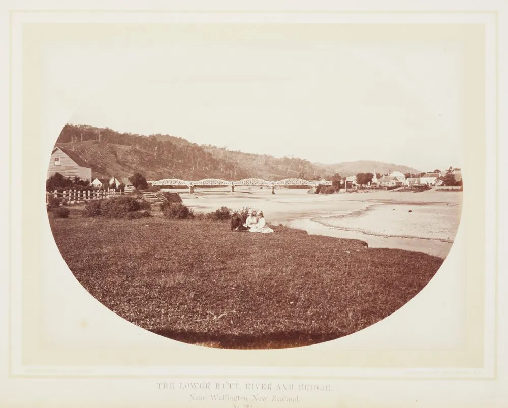 The Lower Hutt River and Bridge, near Wellington, NZ. From the album: New Zealand scenery: Wellington to the Wairarapa