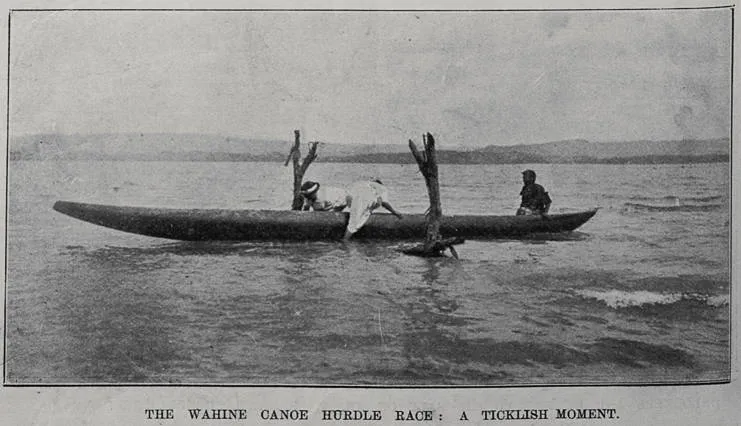 The Wahine canoe hurdle race: a ticklish moment